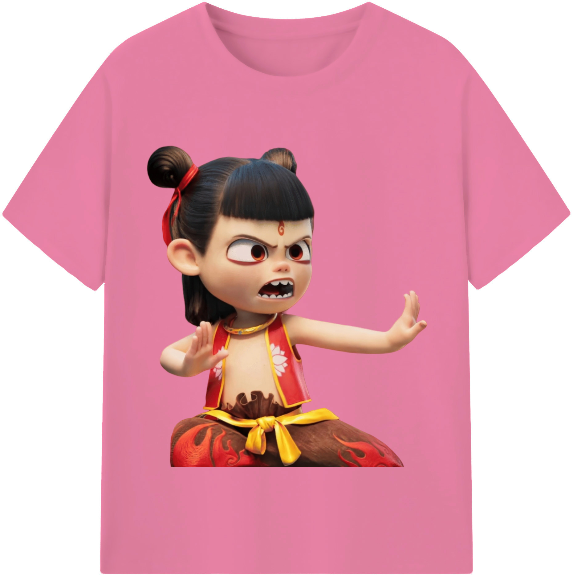 （画像用） Ne Zha 2 ナタ 魔童の大暴れ 綿100％半袖Tシャツ（フロントプリント）